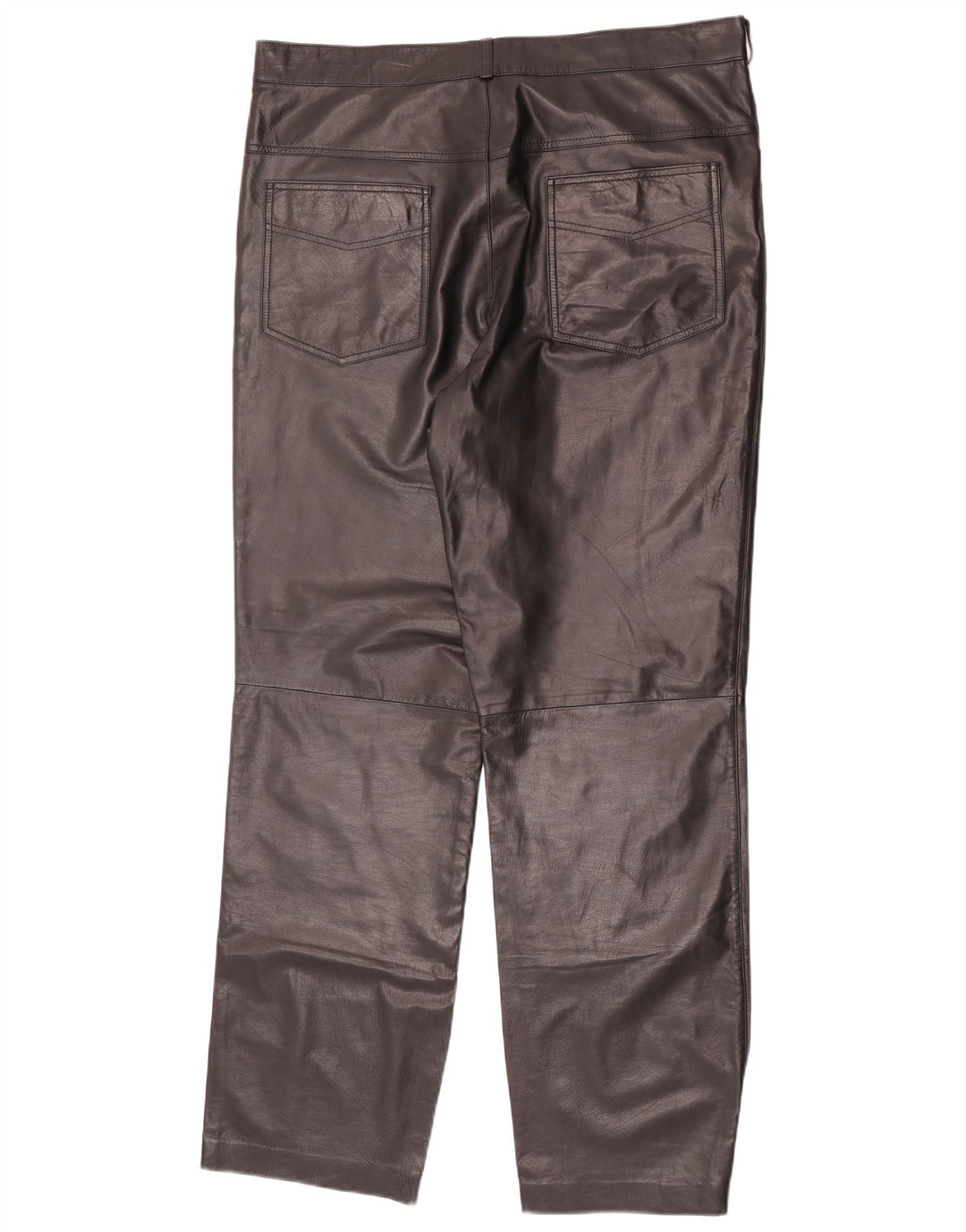 Pantalon droit en cuir femme vintage W36 L32 Noir