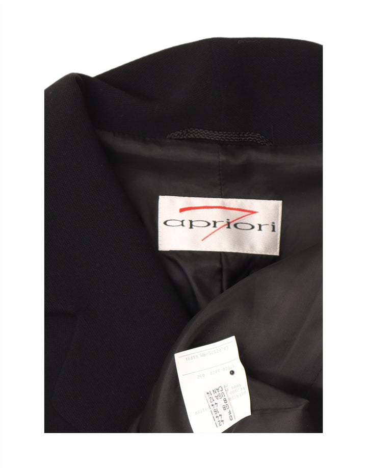 APRIORI Womens 3 Button Blazer Jacket UK 16 Large Black Polyester Vintage Apriori and Second-Hand Apriori from Messina Hembry 