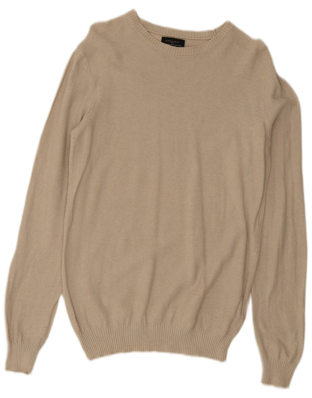 Zara Pull à col rond en coton beige moyen pour homme