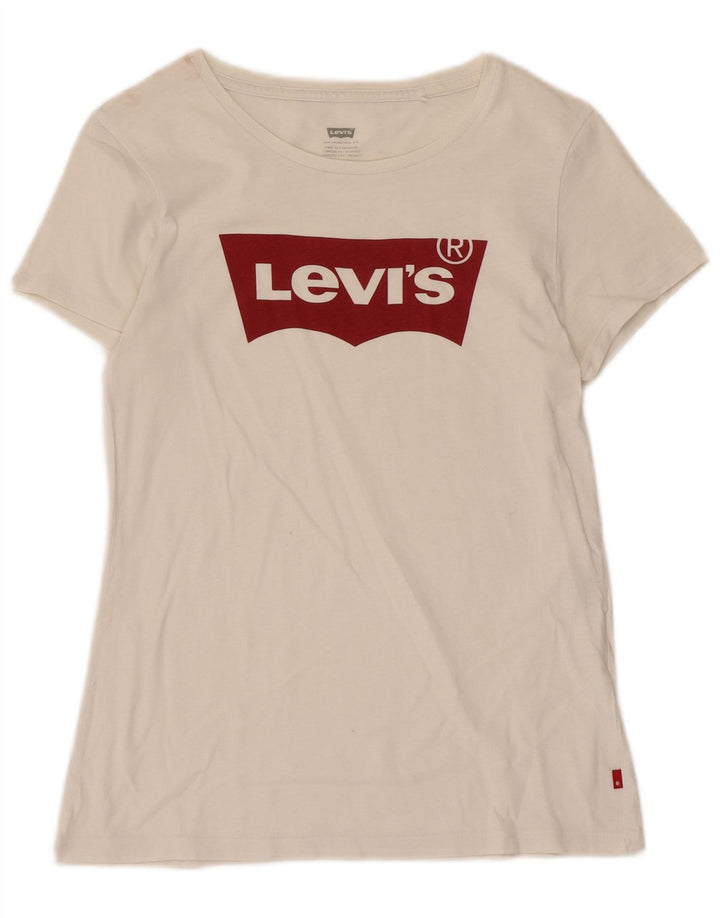 Levi's T-Shirt Graphique Femme UK 10 Small Blanc