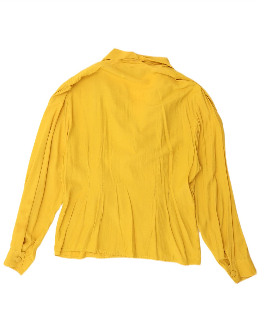Chemisier chemise femme vintage UK 14 Viscose jaune moyen