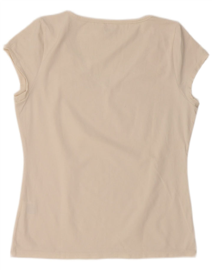 FILA T-Shirt Femme UK 16 Large Off White Nylon