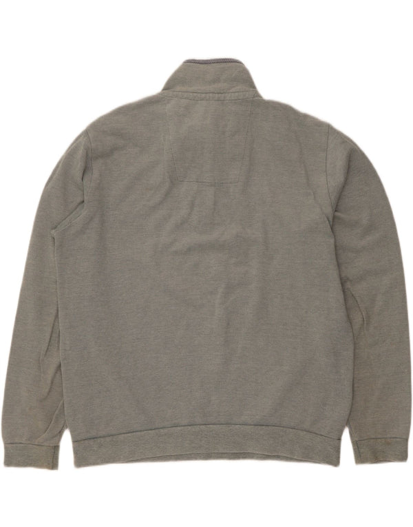 Crew Clothing Sweat-shirt à col zippé pour homme en coton gris Taille L