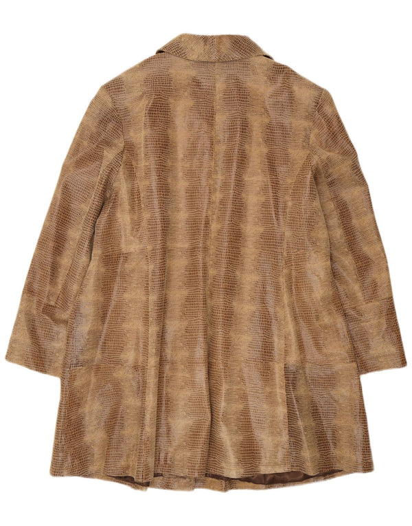 manteau en cuir surdimensionné femme vintage EU 50 3XL Cuir imprimé animal marron