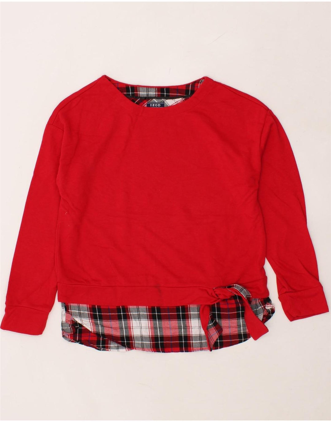 IZOD Womens Sweatshirt Jumper UK 14 Medium Red Check Cotton Vintage Izod and Second-Hand Izod from Messina Hembry 