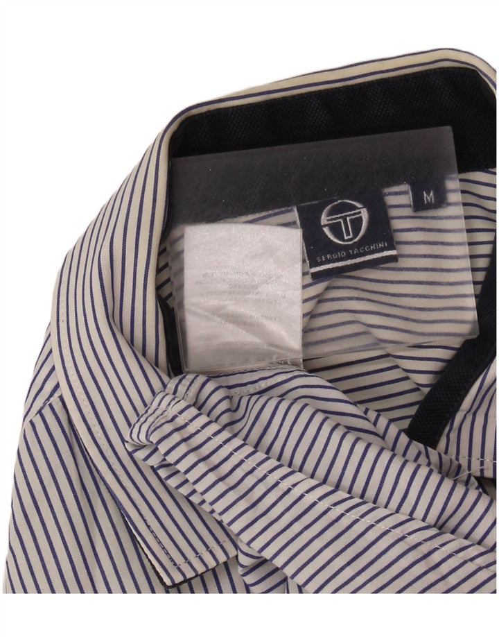SERGIO TACCHINI Chemise à manches courtes homme en coton à fines rayures bleu marine moyen