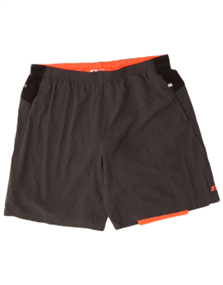 RUSSELL ATHLETIC Short de sport pour homme Large Gris Colorblock