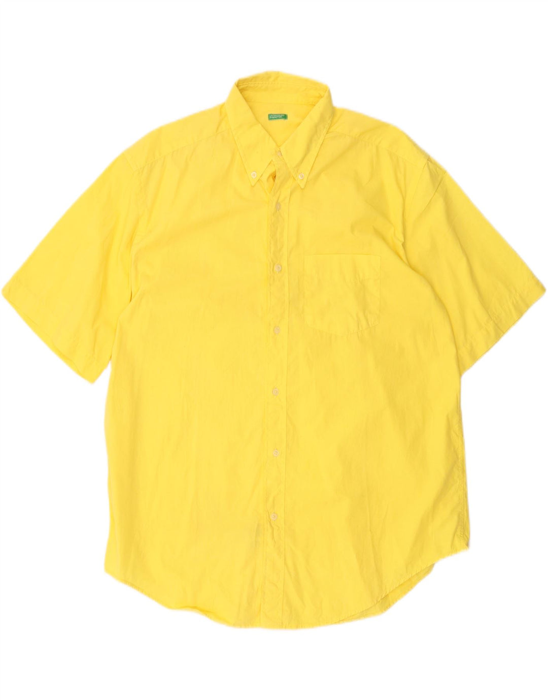 BENETTON Chemise à Manches Courtes Homme XL Jaune Coton