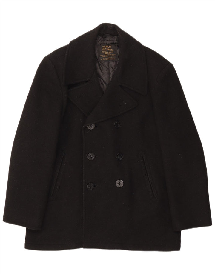 vintage Mens Caban UK 38 Laine Noire Moyenne