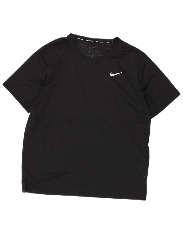 Nike Hommes Dri Fit Running T-Shirt Haut Large Noir Polyester