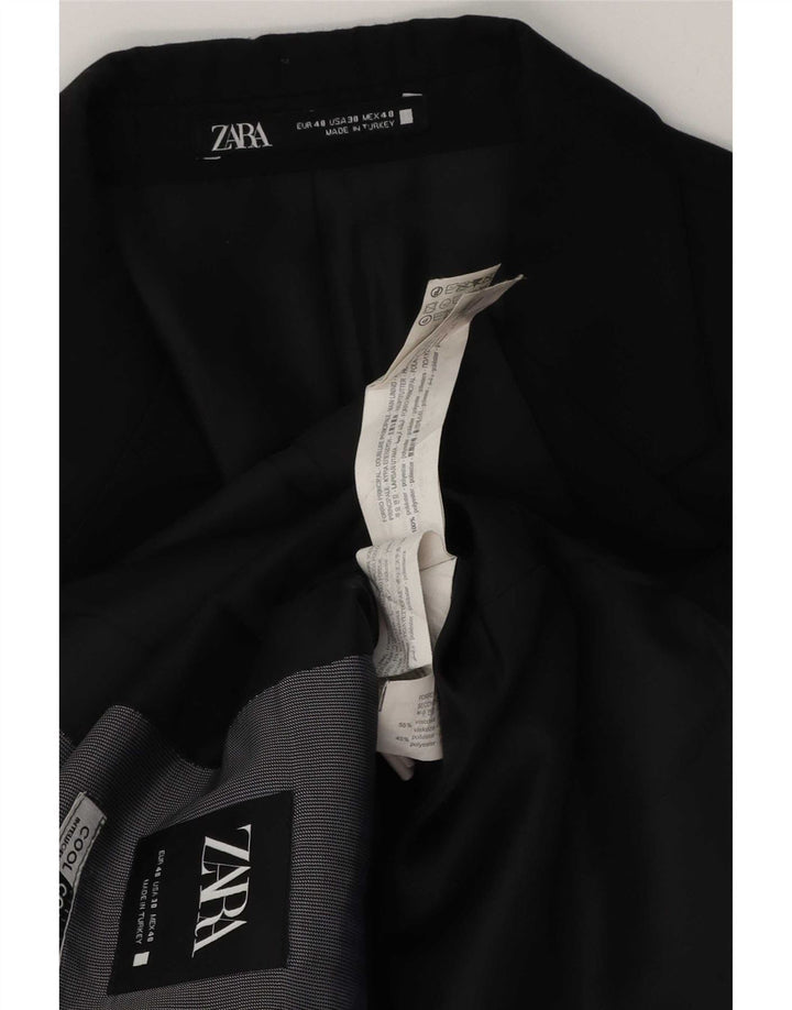 Zara Veste blazer à 2 boutons pour homme EU 48 Polyester noir moyen