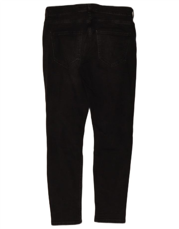 ZARA Jean skinny vieilli pour homme EU 42 Large W32 L28 Noir