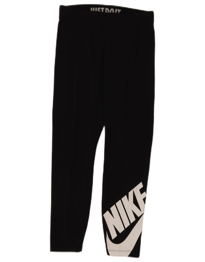 NIKE Leggings graphiques pour femmes UK 8 petit coton noir