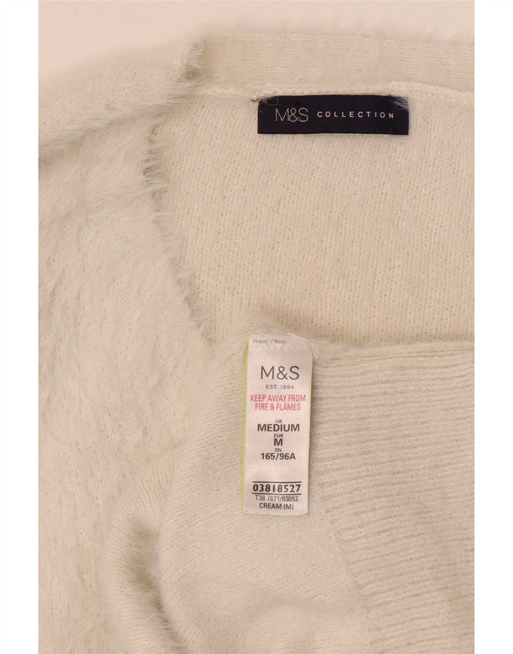 Marks & Spencer Pull col en V pour femme UK 12 Medium Off White