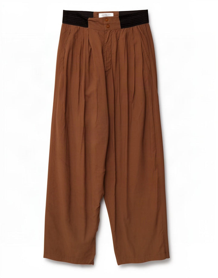 Colombus Pantalon sarouel pour femme Large W32 L31 Marron Colourblock