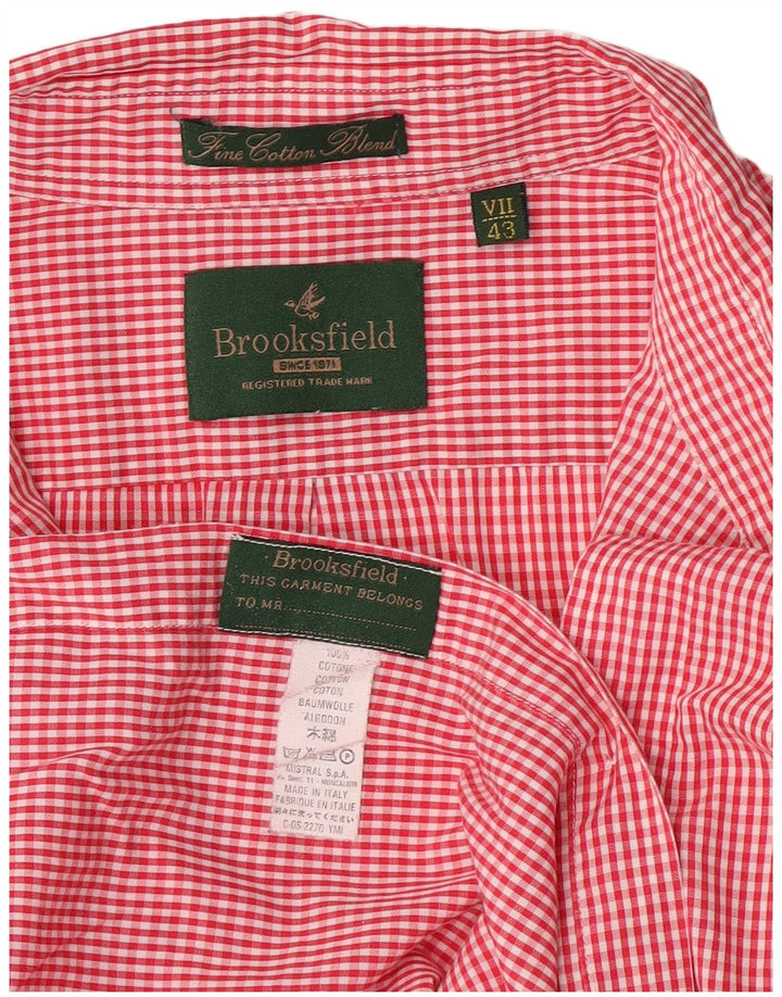 Brooksfield Chemise Homme Taille 43 XL Rouge Vichy Coton