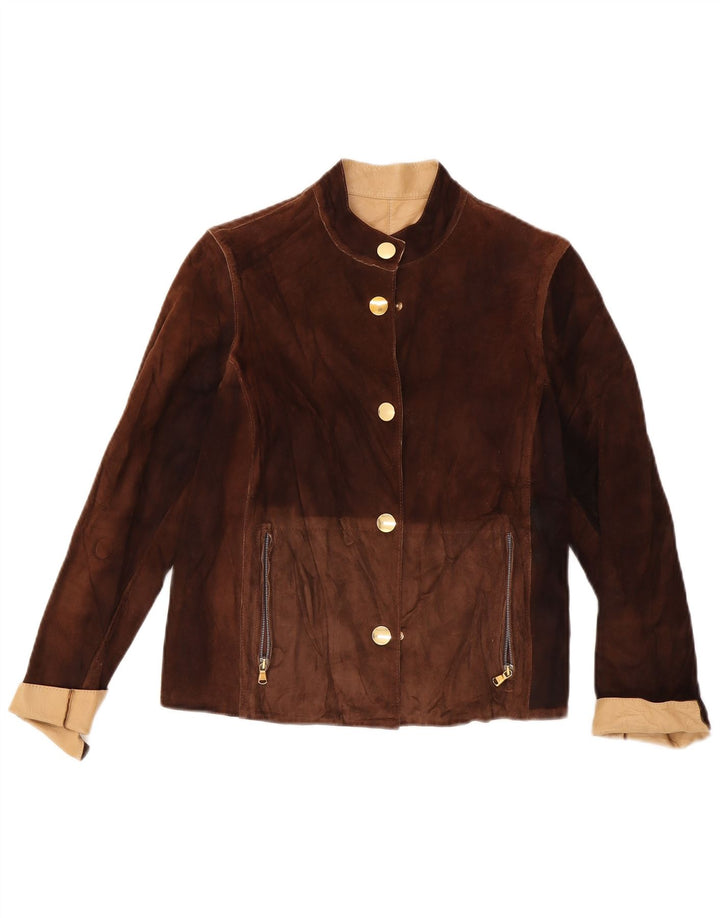 Veste réversible femme vintage IT 42 Medium Brown Colourblock