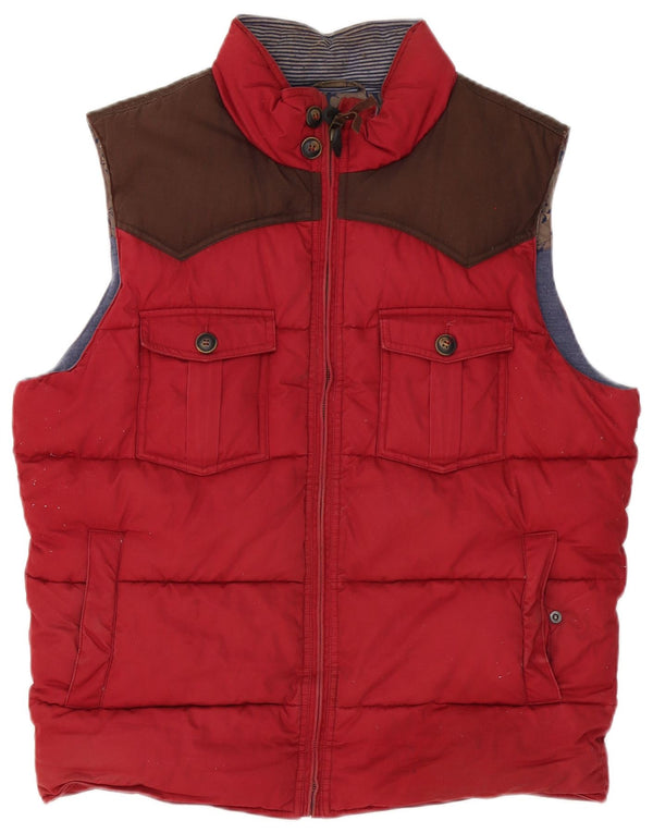Ted Baker Gilet rembourré pour homme Taille 5 XL Rouge Colourblock Coton