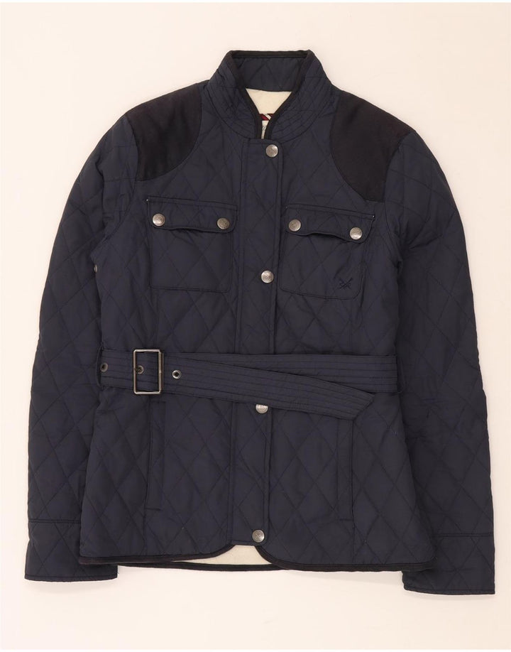 CREW CLOTHING Veste matelassée coupe ajustée pour femme UK 8 Small Bleu marine