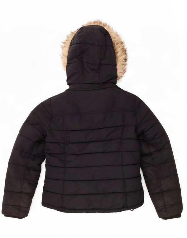 Topshop Veste matelassée à capuche pour femme UK 12 Medium Noir Polyester