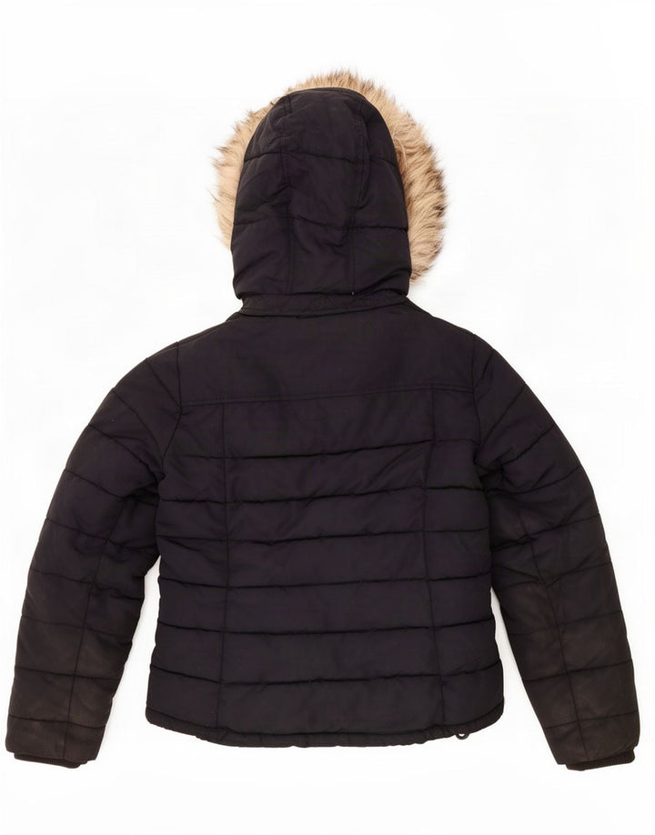 Topshop Veste matelassée à capuche pour femme UK 12 Medium Noir Polyester