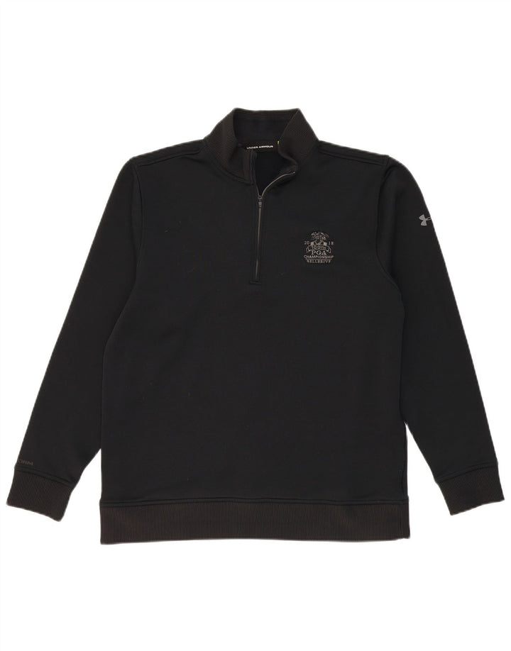 UNDER ARMOUR Mens Zip Neck Sweatshirt Jumper Medium Black