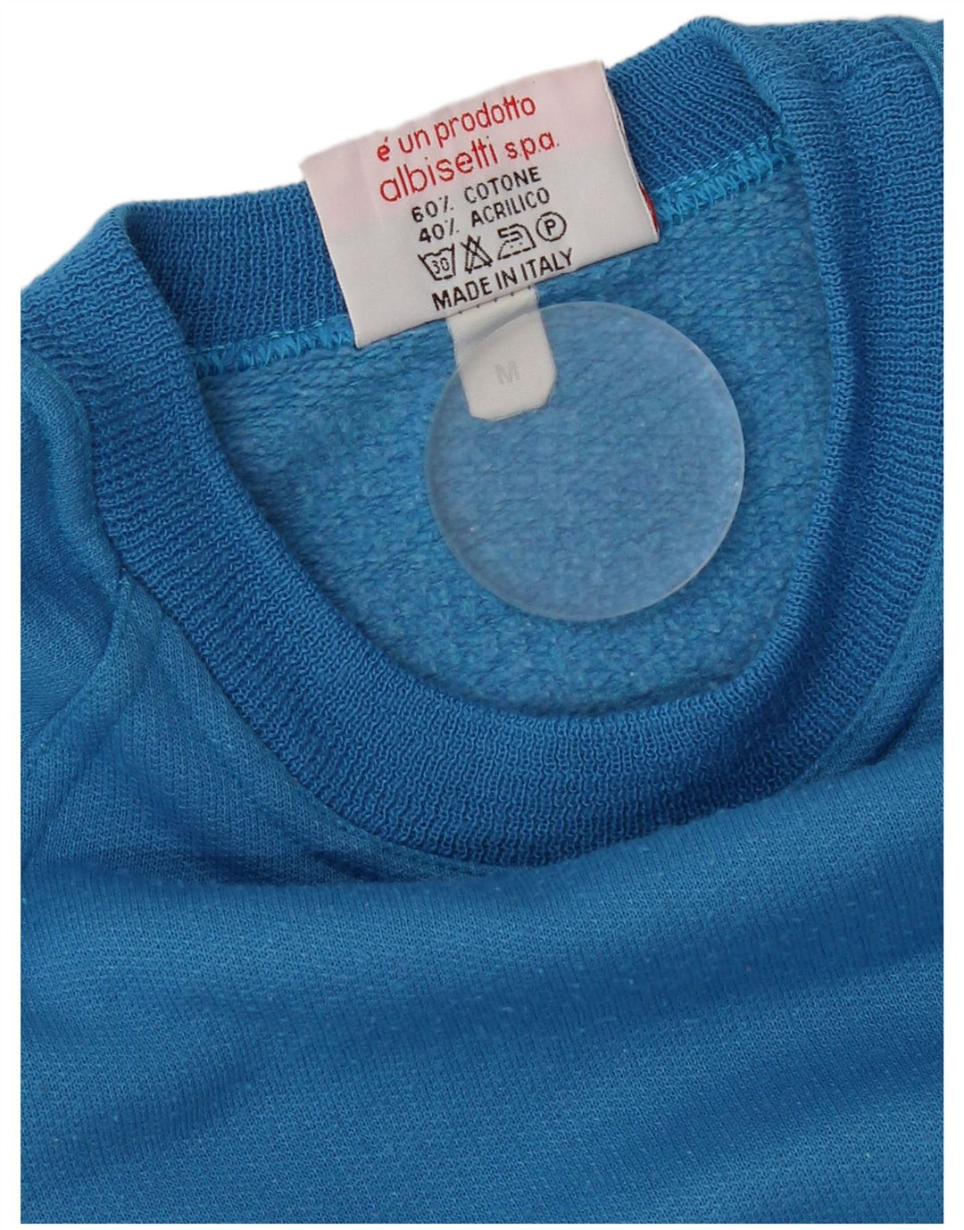 vintage Mens Graphic Sweatshirt Jumper Moyen Bleu Coton Rétro