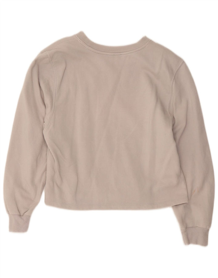 Zara Womens Crop Sweatshirt Jumper UK 14 Coton Gris Moyen