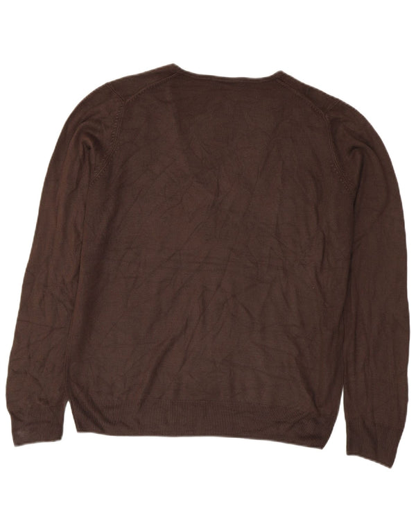 Marks & Spencer Pull col en V pour femme UK 16 Grand Acrylique Marron