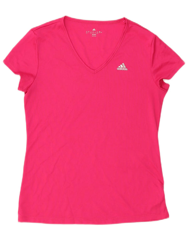 Adidas Climalite T-Shirt Top UK 12/14 Rose Moyen Polyester