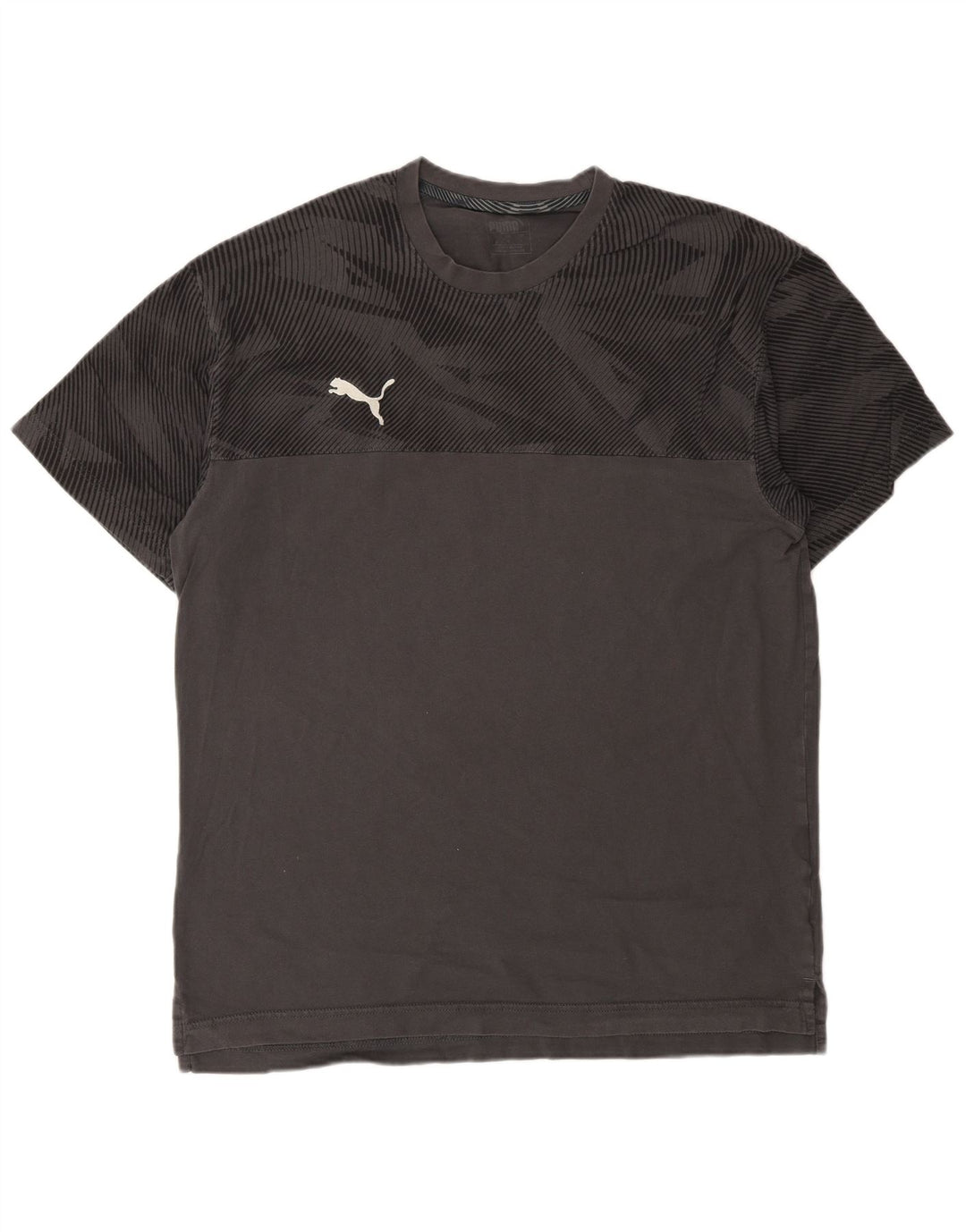 Puma T-Shirt Homme Gris Large Coton Géométrique