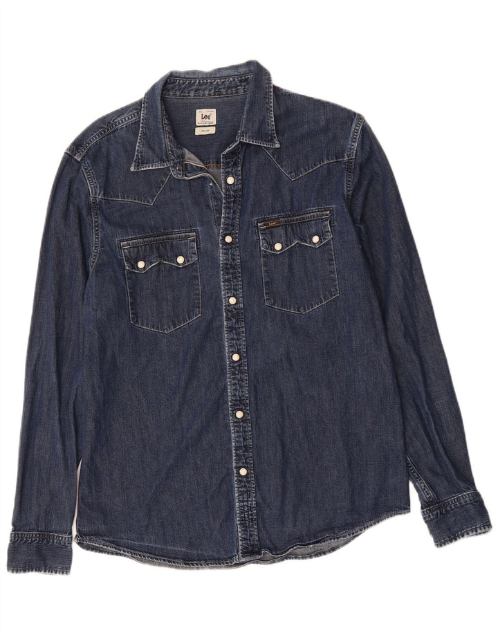 LEE Chemise en Jean Homme Large Bleu Marine Coton