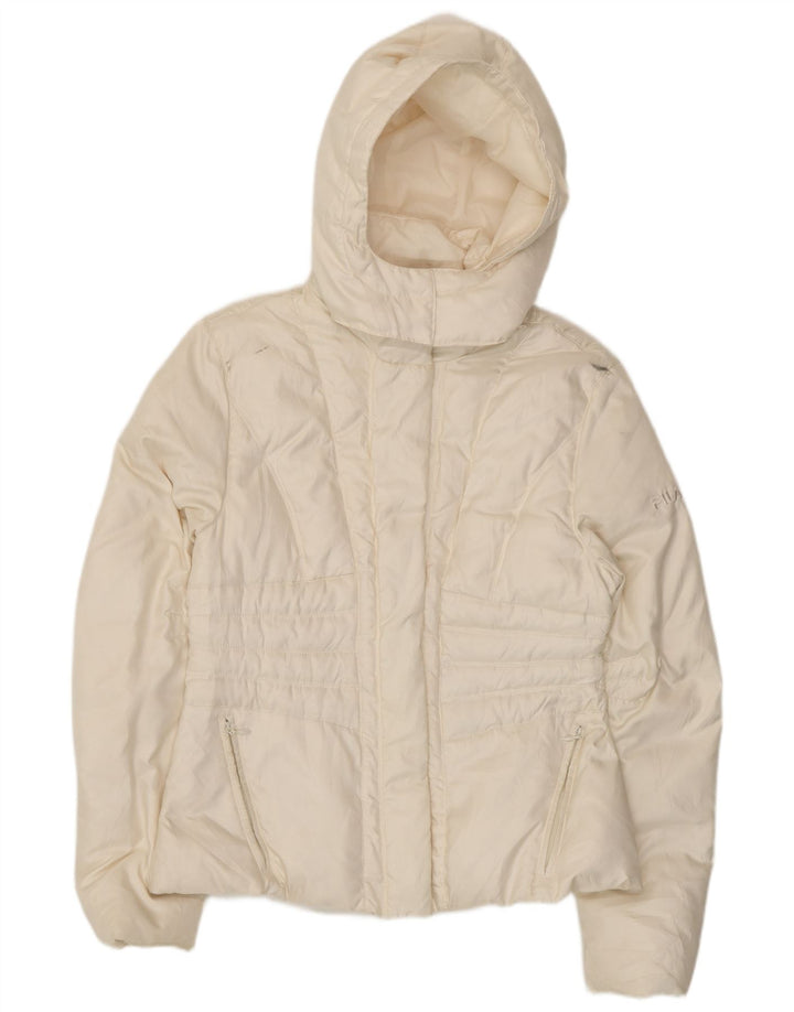 Fila Veste matelassée à capuche pour femme UK 14 Large Blanc Polyester