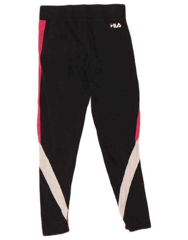 FILA Leggings Femme UK 8 Petit Coton Colorblock Noir