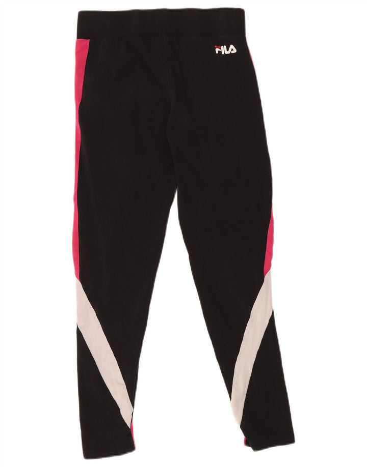 FILA Leggings Femme UK 8 Petit Coton Colorblock Noir