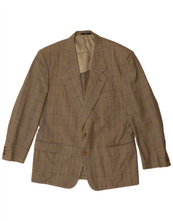 Valentino Veste Blazer 2 Boutons Homme IT 56 3XL Beige Pied-de-Poule