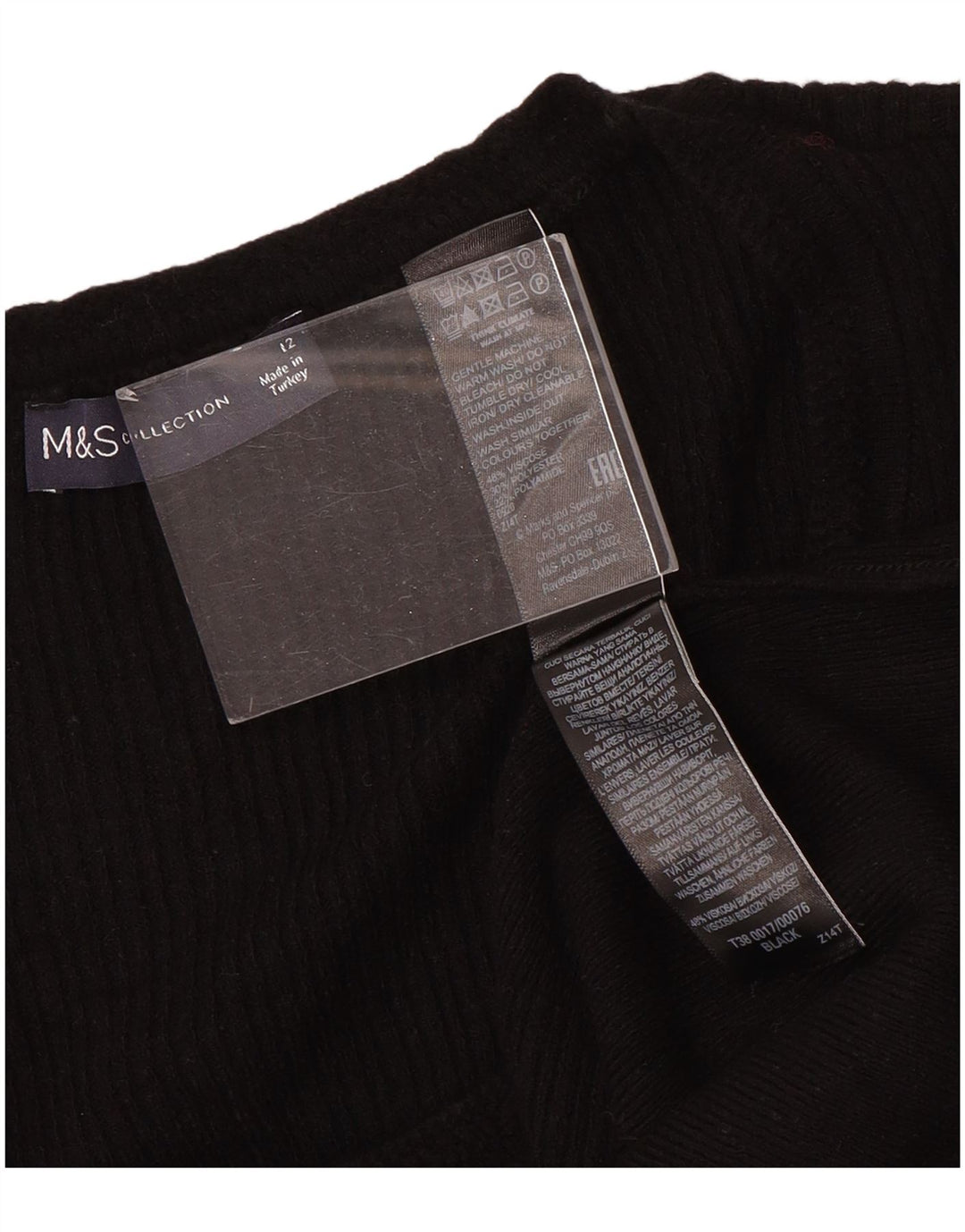 Marks & Spencer Pull col bateau pour femme UK 12 Medium Noir Viscose