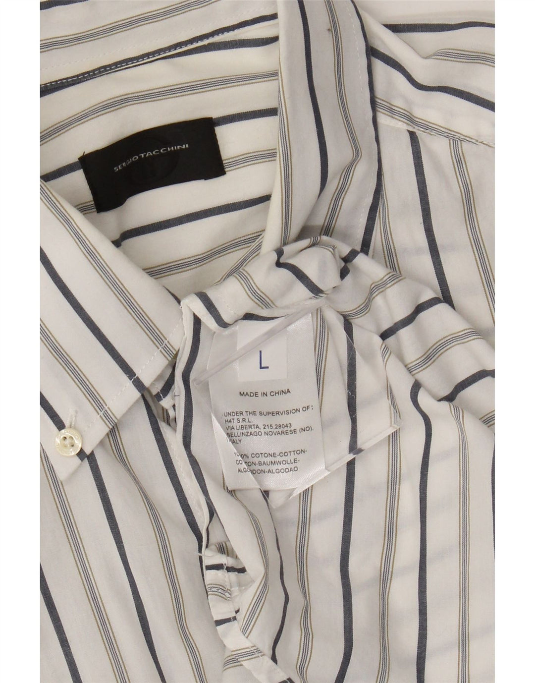 Sergio Tacchini Chemise Homme Grand Coton Rayé Blanc