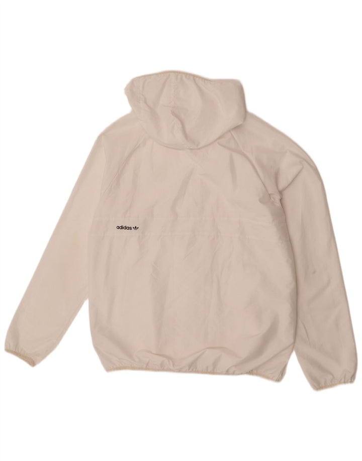 Adidas Veste coupe-vent à capuche Climalite pour homme UK 40 Large Blanc Polyester