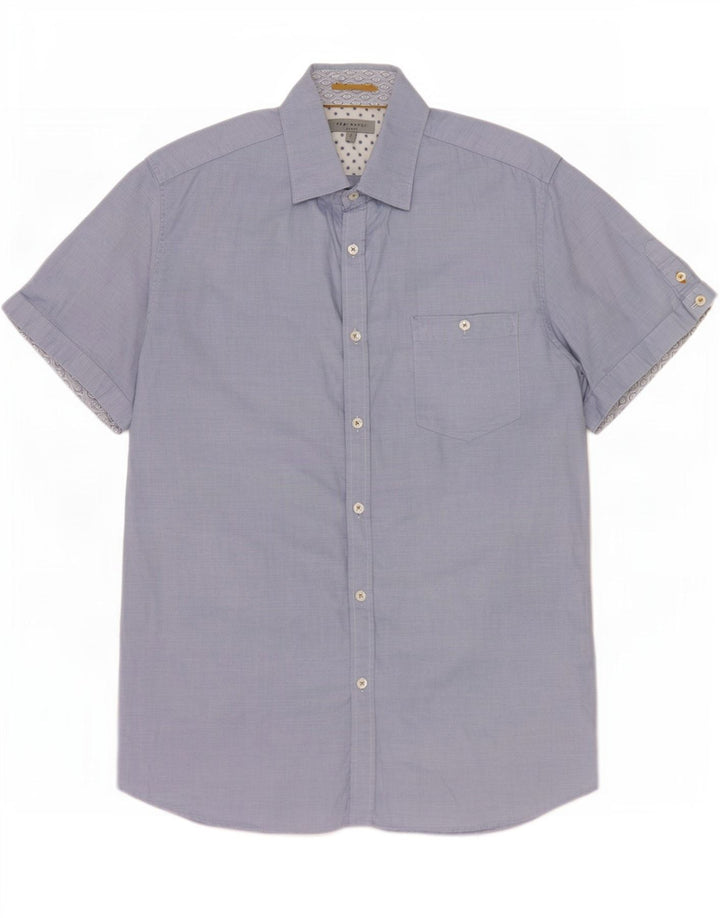 Ted Baker Chemise à manches courtes pour homme Taille 4 Grand Bleu Coton