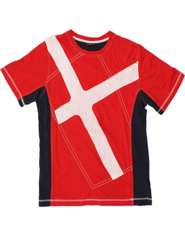 INVICTA Mens T-Shirt Top XL Red Colourblock Cotton Vintage Invicta and Second-Hand Invicta from Messina Hembry 