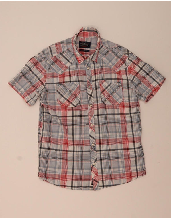 Chemise à manches courtes pour hommes Rifle XL en coton à carreaux multicolores