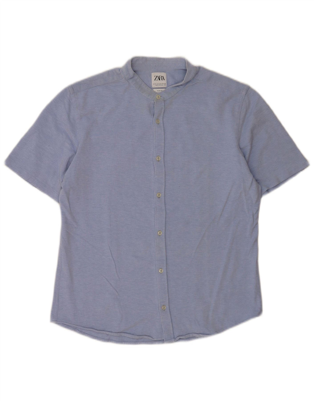 Zara Chemise Slim Fit À Manches Courtes Homme Bleu Moyen