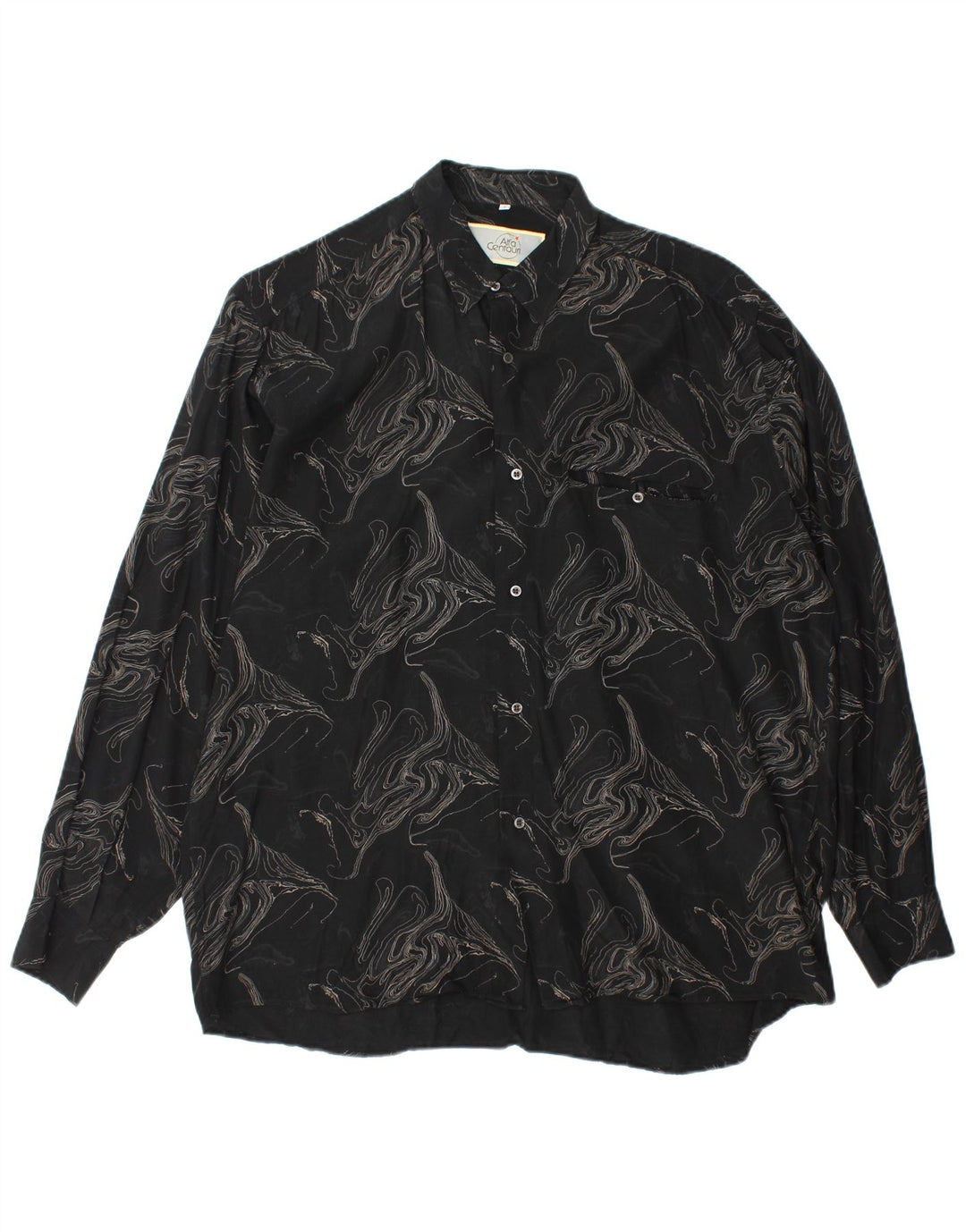Chemise à motif abstrait vintage pour hommes XL Viscose noire