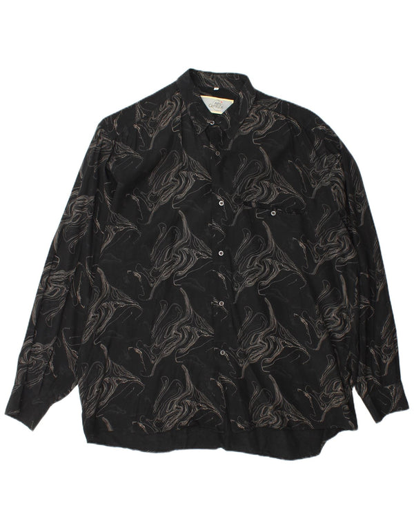 Chemise à motif abstrait vintage pour hommes XL Viscose noire