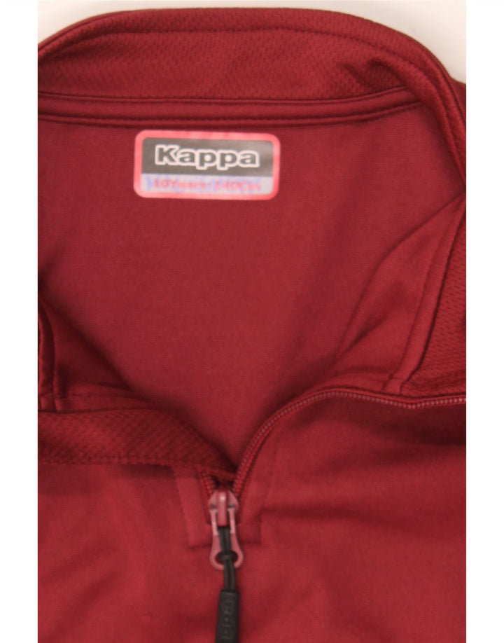 KAPPA Boys Zip Neck Pullover Tracksuit Top 9-10 Years Burgundy Polyester Vintage Kappa and Second-Hand Kappa from Messina Hembry 