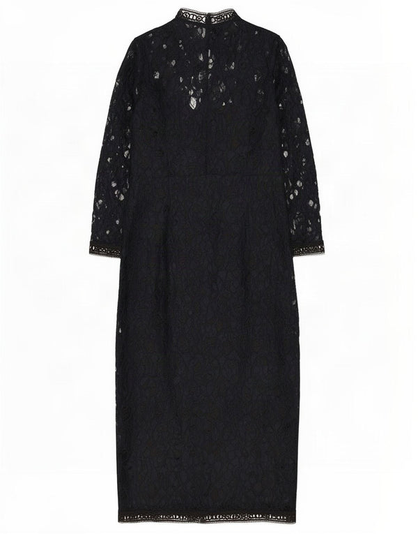 Zara Robe longue transparente en dentelle pour femme UK 12 Bleu marine moyen floral