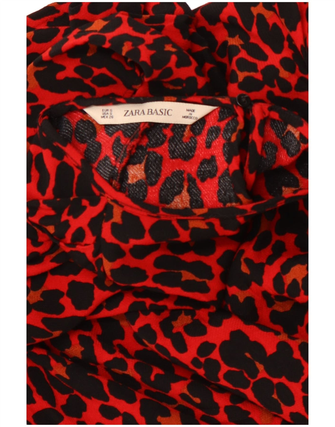 ZARA Chemisier à manches 3/4 pour femme UK 10 Petit imprimé animal rouge