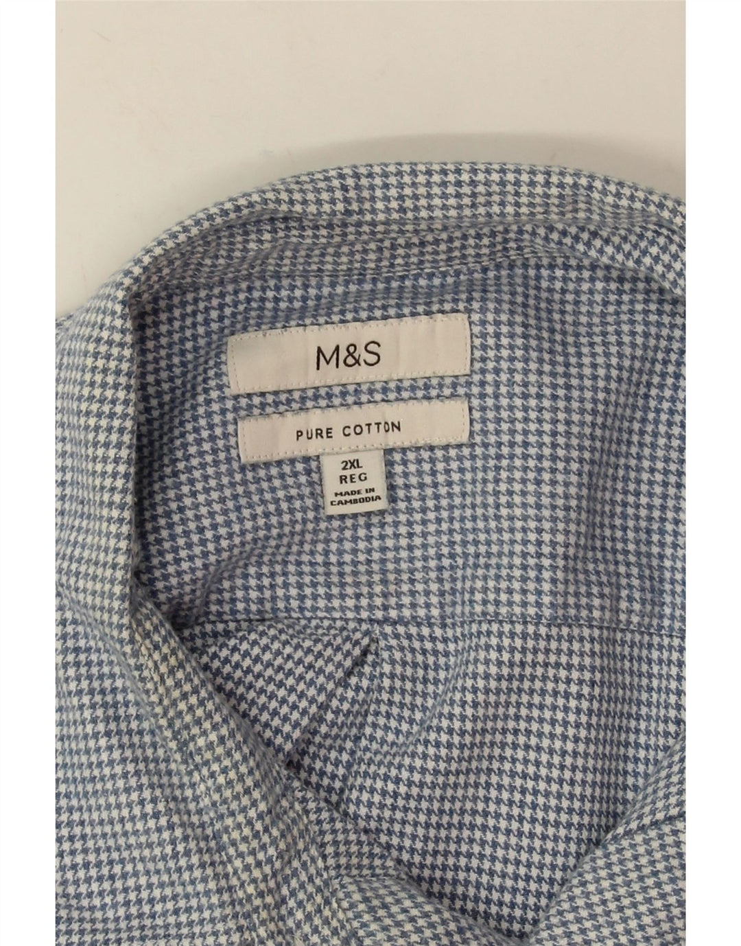 Marks & Spencer Chemise en flanelle pour homme 2XL en coton pied-de-poule bleu