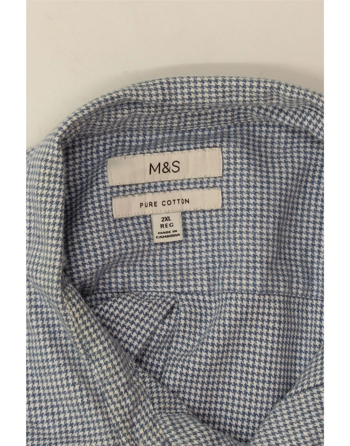Marks & Spencer Chemise en flanelle pour homme 2XL en coton pied-de-poule bleu